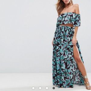 ASOS Tropical Pop Print Maxi Skirt and Top
